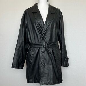 Vintage Black Leather Coat